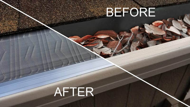 gutter cleaning services before and after